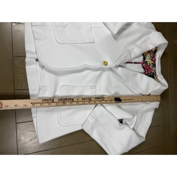 Tommy Bahama Aruba Stretch Cotton Knit Blazer Womens Large White Floral Lined - Picture 4 of 10